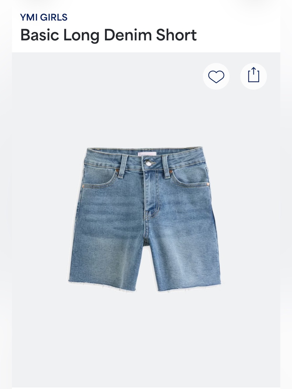 YMI Girls Light Blue Denim Long Shorts